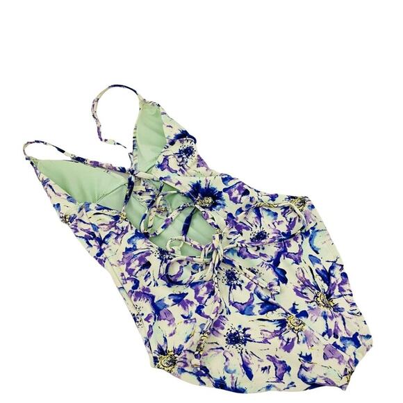 Adore Me Kally One Piece Floral Swimsuit Womens Size Small Blue Purple - Picture 3 of 7